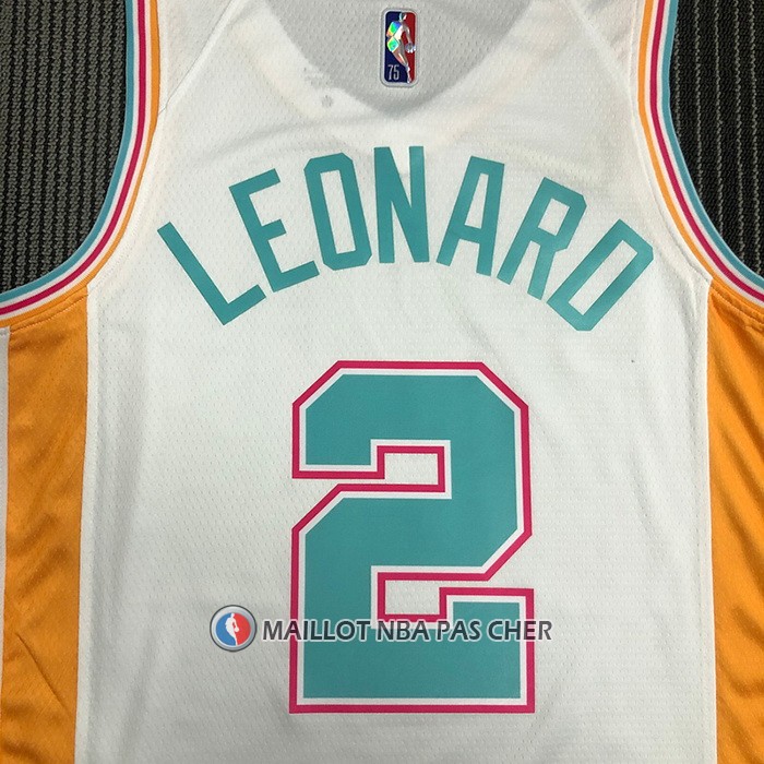 Maillot San Antonio Spurs Kawhi Leonard NO 2 Ville 2021-22 Blanc